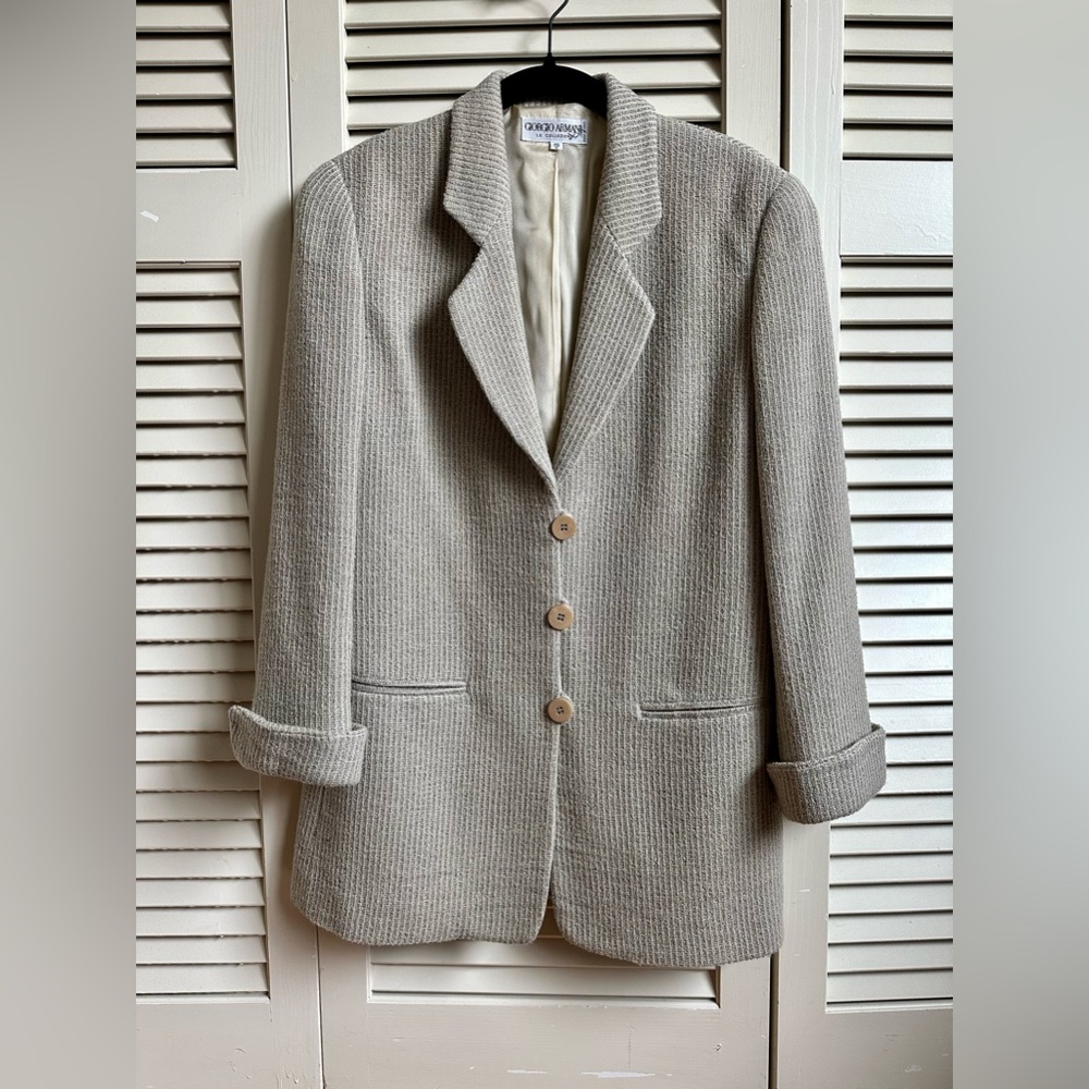 Giorgio Armani Women’s Wool Blazer Cuffed Sleeves Fully Lined Jacket Size US 6